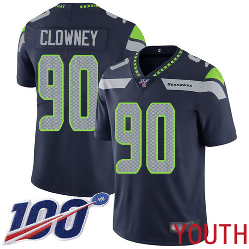 Seattle Seahawks Limited Navy Blue Youth Jadeveon Clowney Home Jersey NFL Football #90 100th Season Vapor Untouchable